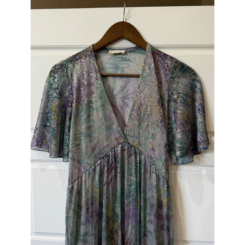 Holly & Joey Multicolor‎ Metallic Floral Maxi Dress Tiered Small Mermaid Fairy - Picture 3 of 7
